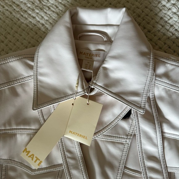 Material - Eco Leather Stitched Crop Jacket - Med - NWT - Picture 5 of 10